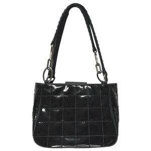 Donald J Pliner Black Patent Leather Handbag Purse 2 Handle Lined Party Dressy